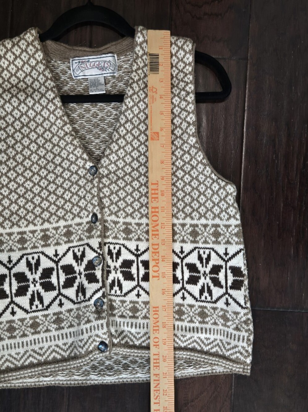 Vintage Nuggets Nordic Fair Isle Ramie Cotton Sweater Vest Cottagecore Large - Picture 8 of 9